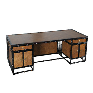 Chinese Style Bamboo Office Desk Set Square Freestanding <b>Study</b> Room Tea Table And <b>Chair</b> Set - Product Image 5