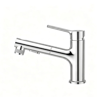 Robinet de lavabo de salle de bain extractible avec jet cascade, 3 modes, monocommande, chromé, à poser sur le comptoir