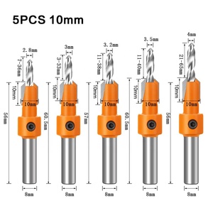 Yingba Hot Sale 8mm HSS Countersink Woodworking Router <strong>Bit</strong> Set Counterbore <strong>Drills</strong> With Screw Extractor Milling Cutter - Product Image 1