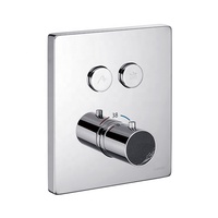 Robinet de douche mural thermostatique encastré en laiton, mitigeur carré effet pluie, finition brossée, usage hôtelier, poignée unique, moderne Citec