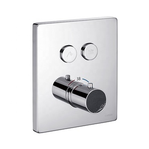 Grifo de ducha de pared con termostato oculto, de latón, con válvula mezcladora cuadrada para lluvia, acabado cepillado, para uso hotelero, monomando, moderno, <span class=keywords><strong>Citec</strong></span> - Product Image 4