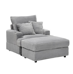 Oversize Three-Seat Corduroy Chaise Lounge Chair Plush Indoor Sleeper <b>Sofa</b> Bed Boneless Fabric Couch <b>for</b> Hotel Living Room Use - Product Image 3
