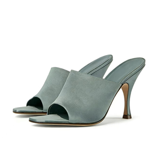 Mules à talons chaton hauts en satin pour femmes, grandes tailles 45, à bout ouvert, couleurs personnalisées, chaussures de cérémonie à coupe large - Product Image 2