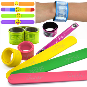 Oem Factory Wholesale No Minimum Wrist Bands Bulk Pvc Slap Bracelet Wristband Custom Led Reflective Silicone Snap Slap Band