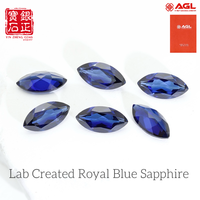 Safir Biru Royal Buatan Laboratorium Marquise 1.5*3-6*12mm, Korundum Sintetis Lepas dengan Sertifikat AGL untuk Pembuatan Perhiasan