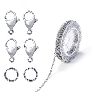 Stainless Steel Gold <b>Chain</b> Lobster Buckle Single Ring Set For Bracelet Making DIY Jewelry Accessories - Product Image 5