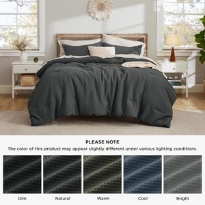 Waffle Duvet <b>Set</b> Skin-Friendly 3 Pieces Winter Sheet Pillowcase Faux-Muslin Waffle Weave Polyester Gauze Duvet Cover <b>Set</b> - Product Image 2
