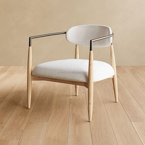 Chaise longue de luxe FERLY Chaise à cadre conique en chêne blanc <span class=keywords><strong>Tube</strong></span> en acier croissant pour canapés meubles de salon - Product Image 2