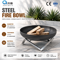 Brasero Moderne Rond d'Extérieur en Acier Corten, Polyvalent pour Barbecue, Camping, Fontaine d'Eau et Jardinière