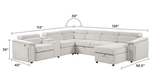 Sofá Seccional Reclinable Eléctrico de Estilo Moderno en Color Beige - Product Image 5