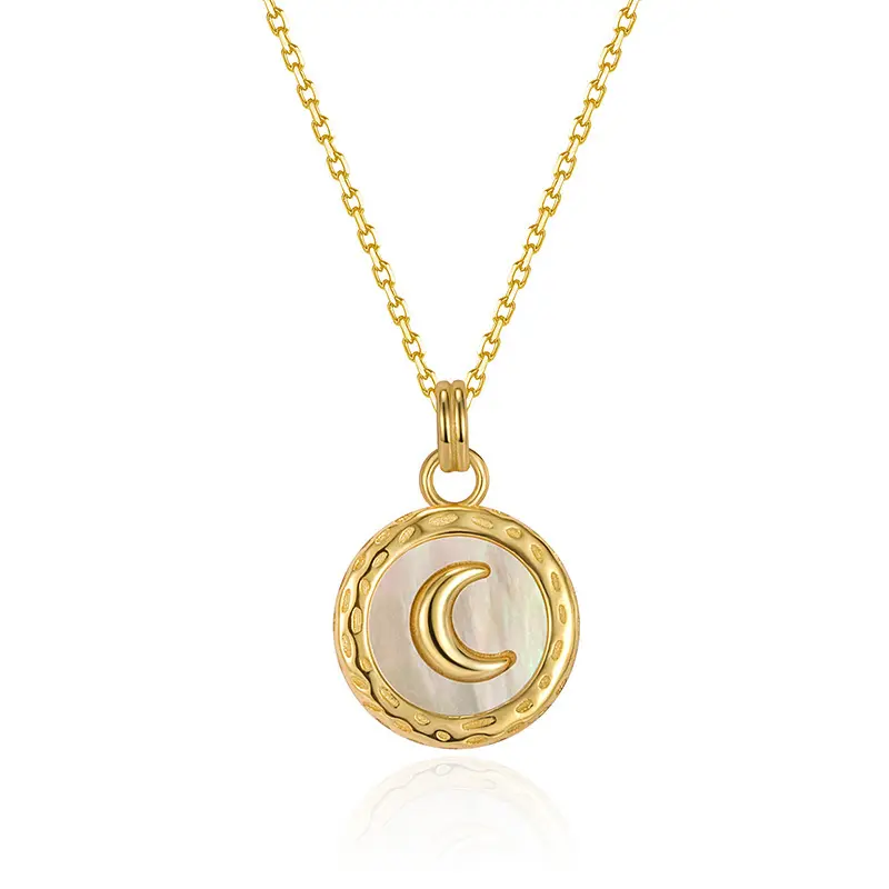 KISVI s925 collier médaille de lune en argent sterling colliers de nacre blanche naturelle