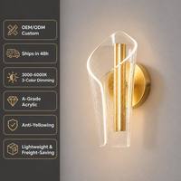 Applique murale LED moderne de style nordique, corps en aluminium, abat-jour en acrylique, 3 couleurs à intensité variable, CRI 90 élevé, éclairage d'intérieur pour chambre et maison