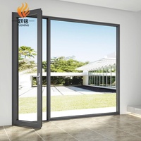 Puerta Batiente de Panel Plano de Aleación de Aluminio con Rotura de Puente Térmico, Bajo Mantenimiento, para Interiores Residenciales y Propiedades Inmobiliarias, Venta al por Mayor