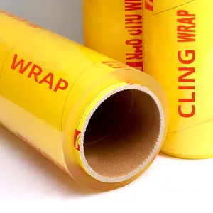 PE Cling Film Food Grade Jumbo Roll Logo Kustom OEM Pembungkus Makanan Menjaga Kesegaran PVC Ukuran Disesuaikan Transparan Stretch Film