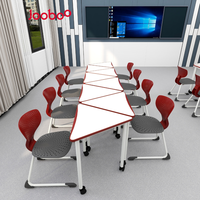 Table collaborative modulaire moderne et innovante en bois et acier pour le travail de groupe des étudiants, l'apprentissage en classe, le mobilier scolaire