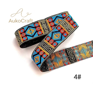 Fita de Renda Étnica com Padrão Geométrico de 33mm, Tecido Jacquard de Poliéster para DIY, Decoração de Vestidos e Costura - Product Image 2