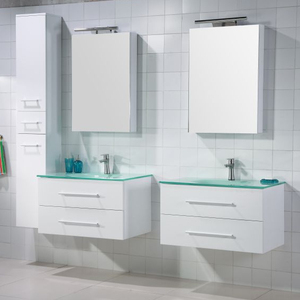 <span class=keywords><strong>Mueble</strong></span> <span class=keywords><strong>de</strong></span> <span class=keywords><strong>Baño</strong></span> Moderno <span class=keywords><strong>con</strong></span> <span class=keywords><strong>Espejo</strong></span> y Doble Lavabo, <span class=keywords><strong>de</strong></span> PVC, <span class=keywords><strong>para</strong></span> <span class=keywords><strong>Colgar</strong></span> en la Pared, <span class=keywords><strong>con</strong></span> Acabado Blanco - Product Image 1