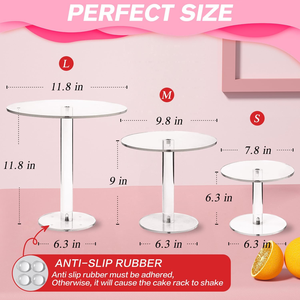 Soporte de <span class=keywords><strong>disco</strong></span> de pastel redondo de acrílico transparente a medida, soporte de exhibición de postre de Pizza desmontable para magdalenas, decoración de pasteles de fiesta de boda - Product Image 2