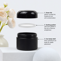 Pot en verre pour crème visage, luxe, sur mesure, noir givré transparent, 10g 30g 50g 100g, avec couvercle rond à vis.