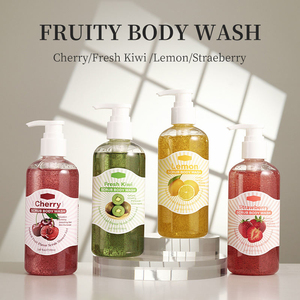 Gel douche exfoliant hydratant parfumé, marque propre OEM ODM, gamme de gels douche exfoliants aux fruits, rafraîchissant et parfumé. - Product Image 1