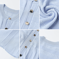 Nouvelle Robe Longue en Maille Élégante Style Français à Col Rond et Manches Courtes, Boutonnage Simple, Collection Printemps-Été 2026 pour Femme
