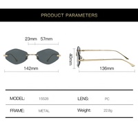 Lunettes de soleil chic pour femme, petites, hexagonales, sans monture, à bords coupés, de marque de luxe, en métal, sans cadre, polygone, tendance, pour l'extérieur