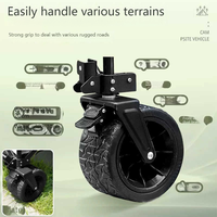 Chariot tout-terrain robuste pliable en alliage d'aluminium, chariot de courses avec roues silencieuses robustes à 360°, poignée réglable pour le camping en famille