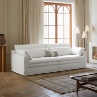 Ensemble de canapés modulaires Zayshine, style nordique moderne, luxe, blanc, en lin, pour salon, villa, appartement, lavable, canapé cloud vertical