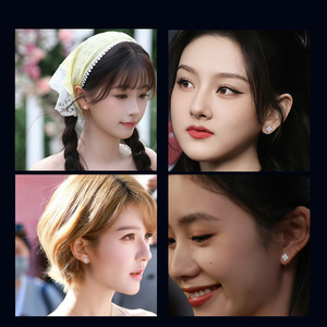 ต่างหูเงินแท้ S925 ประดับมอสซาไนต์รูปใบโคลเวอร์สี่แฉก สำหรับใส่ทุกวัน - Product Image 1