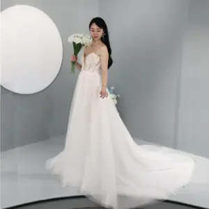 Dantel ile gelinlikler seksi düğün elbisesi artı boyutu tül yeni stil 2024 gelinlik fabrika
