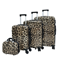 Valise à bagages de voyage personnalisée en polyester style graphique léopard avec cœur imprimé en PC Ensemble de bagages de cabine Oxford à roulettes pivotantes