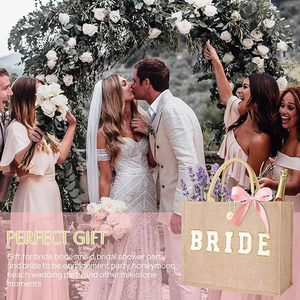 Wholesale Burlap Tote Bag <strong>Mini</strong> Jute Reusable Bag with Handles Small <strong>Blank</strong> <strong>Canvas</strong> Gift Waterproof for Wedding Beach DIY Party - Product Image 4