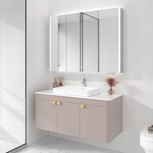 欧洲酒店浴室钢镜柜定制水槽下防水梳妆台单浴室柜