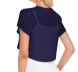 <span class=keywords><strong>Bolero</strong></span> de Chifón para <span class=keywords><strong>Mujer</strong></span> Aottori, Elegante, sin Mangas, con Estampado Floral, Tipo Cárdigan Corto, con Cuello Halter y Cordones, Forrado de Lana, Abierto por Delante - Product Image 2