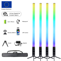 4 tubes LED RGB sans fil DMX512 IP65 2.4G à piles, tubes à pixels verticaux, tubes à pixels LED RGB DMX à 360 degrés pour DJ, scène, fête