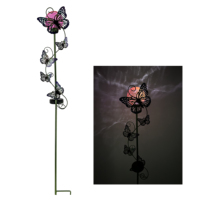 Lampe solaire rose étanche en métal en forme de lune avec globe en verre craquelé, LED, pour décoration extérieure de jardin, cour et allée