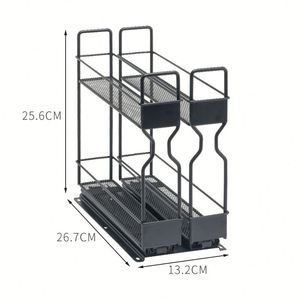 Estantes para Especias de Acero al Carbono Resistentes al Óxido, Modernos, de Doble Nivel, Deslizantes, Organizadores para Debajo del Fregadero de Cocina - Product Image 6