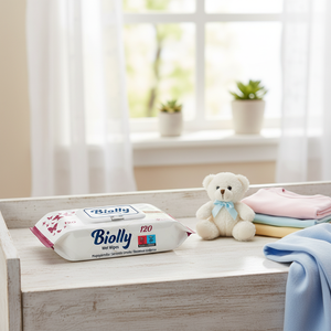 Lingettes humides Biolly Daily Care 120 pièces - Ultra-douces, texture nid d'abeille, résistantes à la déchirure - Product Image 3
