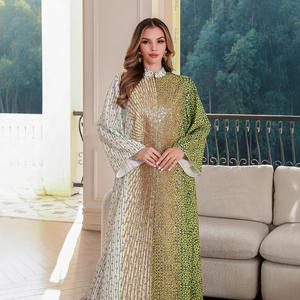 OEM baru musim panas gaya antik Muslim dicetak jubah Timur Tengah Jumpsuit Abaya Lehenga Choli untuk pesta payet tambal sulam - Product Image 2