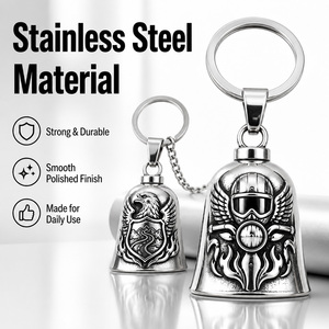 Porte-clés Pendentif <span class=keywords><strong>Moto</strong></span> Personnalisé avec Logo 3D en Relief, en Acier Inoxydable, Clochette de Protection pour Motard, Cadeau Accessoire - Product Image 2