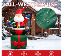 Père Noël gonflable de 1,8 m sur boîte cadeau, décoration de jardin extérieure avec souffleur IP44 et prise