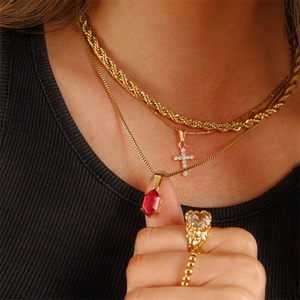 Hot Selling New Products Gold Plated Cz Zircon <b>Cross</b> Pendant Necklace - Product Image 4