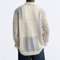 Maßgefertigter Woll-Cardigan Strickpullover für Herren mit Polokragen, Langen Ärmeln und Einzelknopf im Lässigen Stil