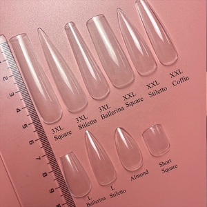 Puntas <span class=keywords><strong>de</strong></span> uñas cuadradas 3XL, 5,5 CM, 3XL, 12 tamaños, suministro personalizado, Etiqueta Privada, largas, cuadradas, transparentes, cubierta completa - Product Image 6