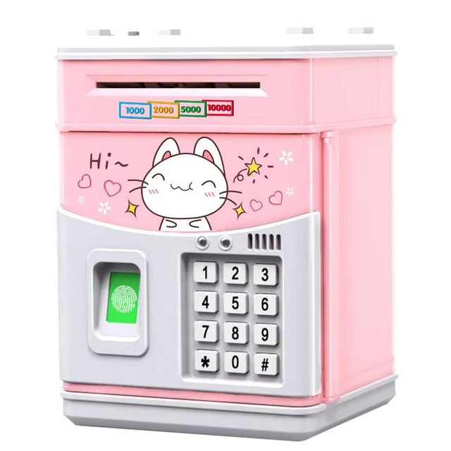 Electronic Piggy Bank Kids ATM Bank Toy Fingerprint Id Simulation Bank Password Protected Money Box Music Auto Scroll Wholesale