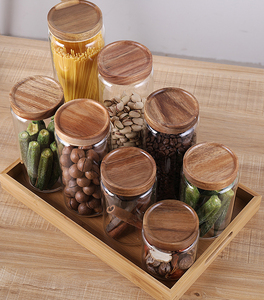 Vente en gros de boîtes de conserve en verre CL512 pour lait en poudre, thé, café, avec couvercle en bois d'acacia - Product Image 2