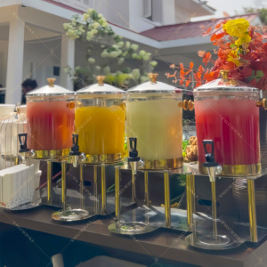 Nuevo Diseño <span class=keywords><strong>de</strong></span> <span class=keywords><strong>Dispensador</strong></span> <span class=keywords><strong>de</strong></span> <span class=keywords><strong>Bebidas</strong></span> Semicircular Dorado <span class=keywords><strong>de</strong></span> 16L para Jugo, Leche, Café, Refresco y Cerveza para Cafetería - Product Image 1