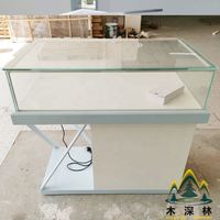Vitrine à bijoux commerciale moderne, tiroirs multi-niveaux, construction en MDF et verre, éclairage LED, logo personnalisable, taille et couleur au choix
