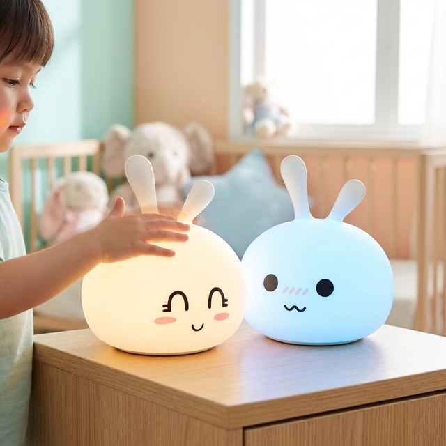 USB Soft Lamps LED Mini Gift Sleep Cute Baby Kids Silicone Room Bedroom Children's Bedside Nightlights Pat Night Light for Baby