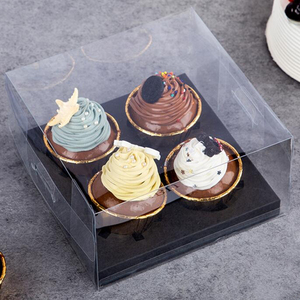 Noir blanc 4 6 12 tenir grand plastique transparent PVC couvercle acrylique pâtisserie muffins plastifié cupcake boîtes emballage - Product Image 4